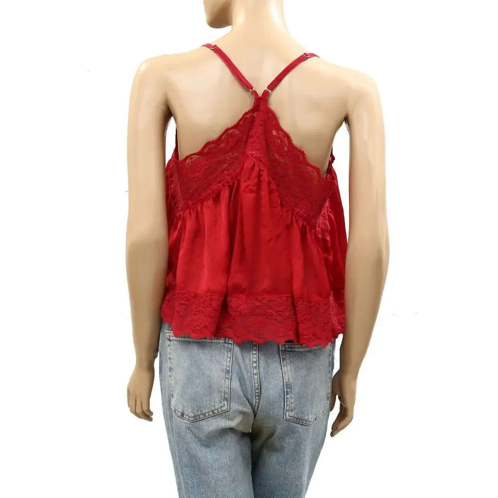 Intimately Free People Fiona Cami Blouse Top Tank Sleeveless Lace Slip L 288448